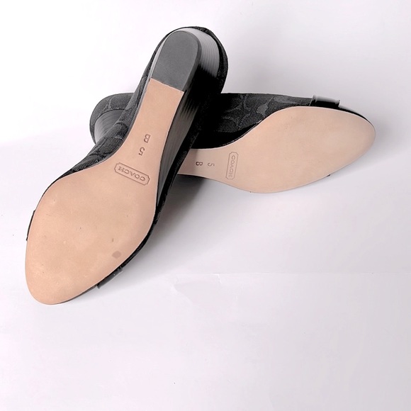 NWOT Black Coach Logo Pattern Close Toe Wedge Heel Dress Shoe w/CC SilverHrdwear - Picture 5 of 5